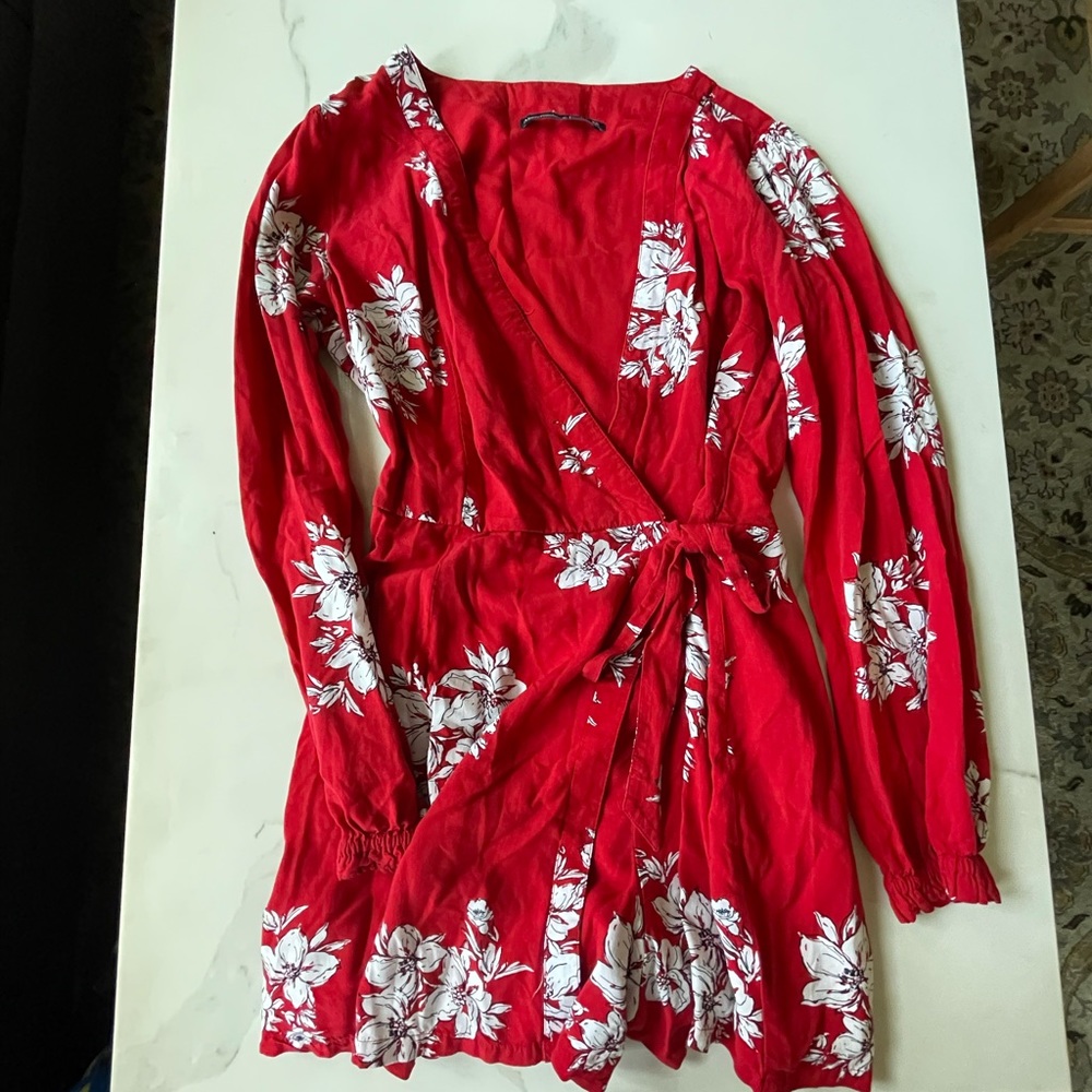 Abercrombie & Fitch Floral Wrap Romper Skort
